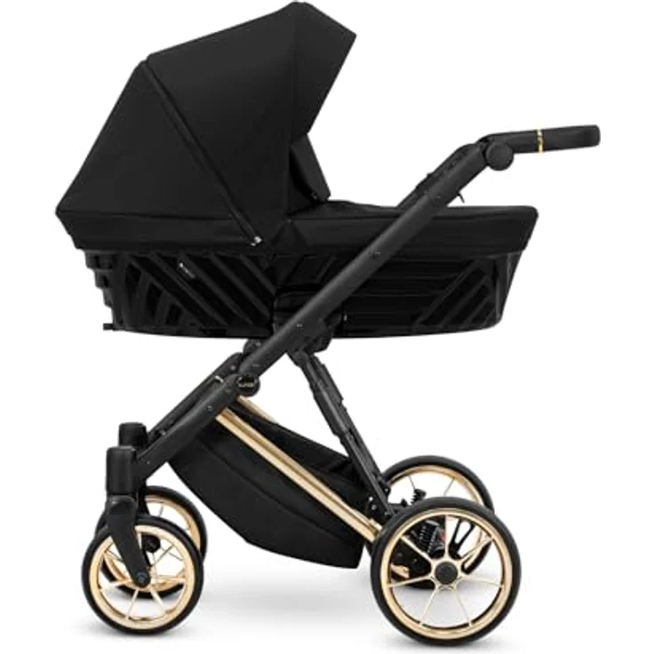 Kunert Ivento Premium 2in1 Kinderwagen, Goldrahmen in Schwarz, mit Allradaufhängung und verstellbarem Fünfpunktsicherheitsgurt – Bild 3