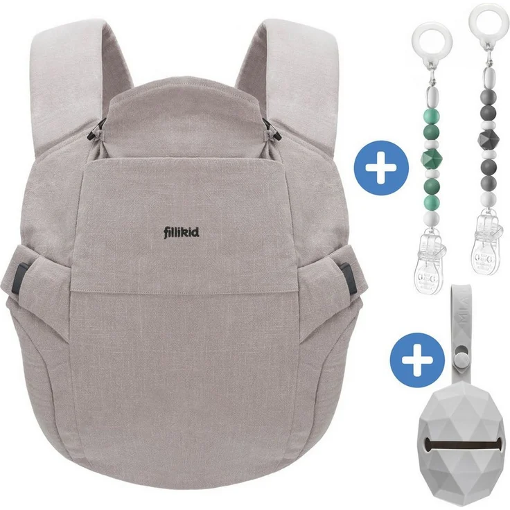 Fillikid Babytrage Natural, Bauchtrage Rückentrage Tragehilfe für Babys ab 3,5 kg, nachhaltig aus Baumwolle und Brennesselfasern, maschinenwaschbar