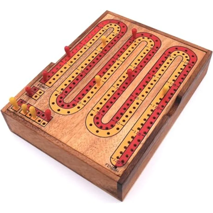 ROMBOL Cribbage, Holzbox mit Zählschlange, Kartenspiel für zwei Spieler – Bild 2