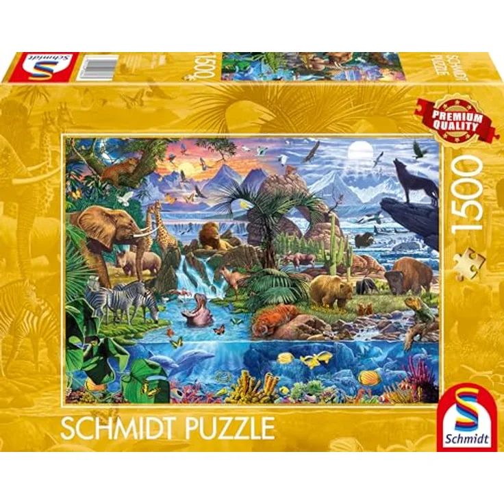 Schmidt Spiele 58866 Panorama der Tierwelt, 1500 Teile Puzzle mit Premium-Qualität