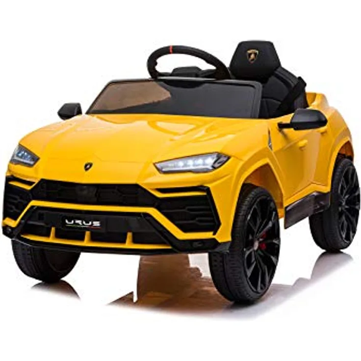 FINOOS Lambo Urus Elektroauto für Kinder, 2 Motoren, 12-V-Batterie, 2,4-GHz-Fernsteuerung (Gelb)