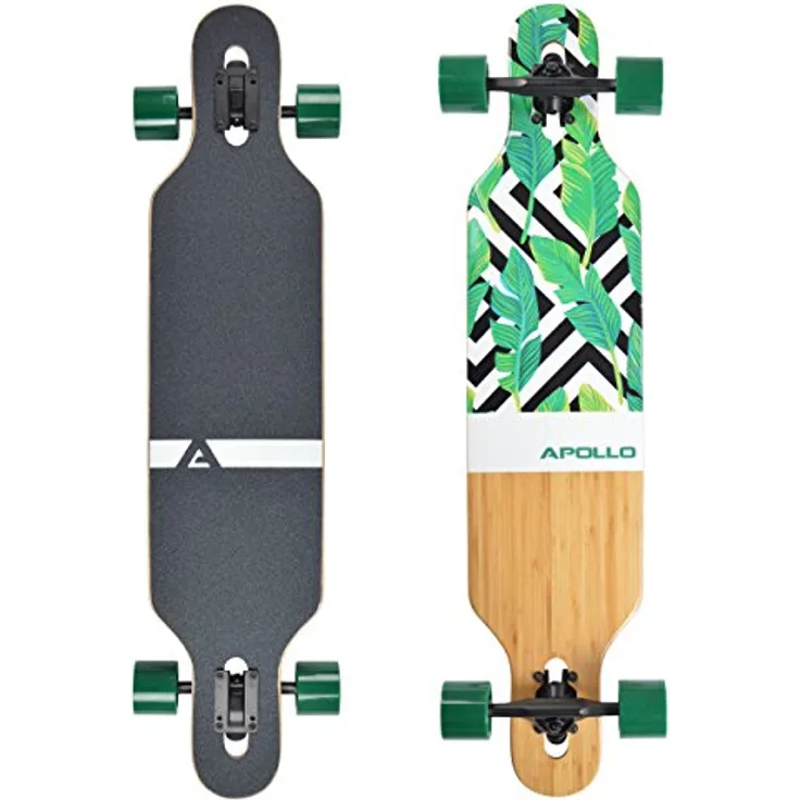 Apollo Longboard Flores, Twin-Tip Drop-Through Freeride Cruiser Board in Schwarz