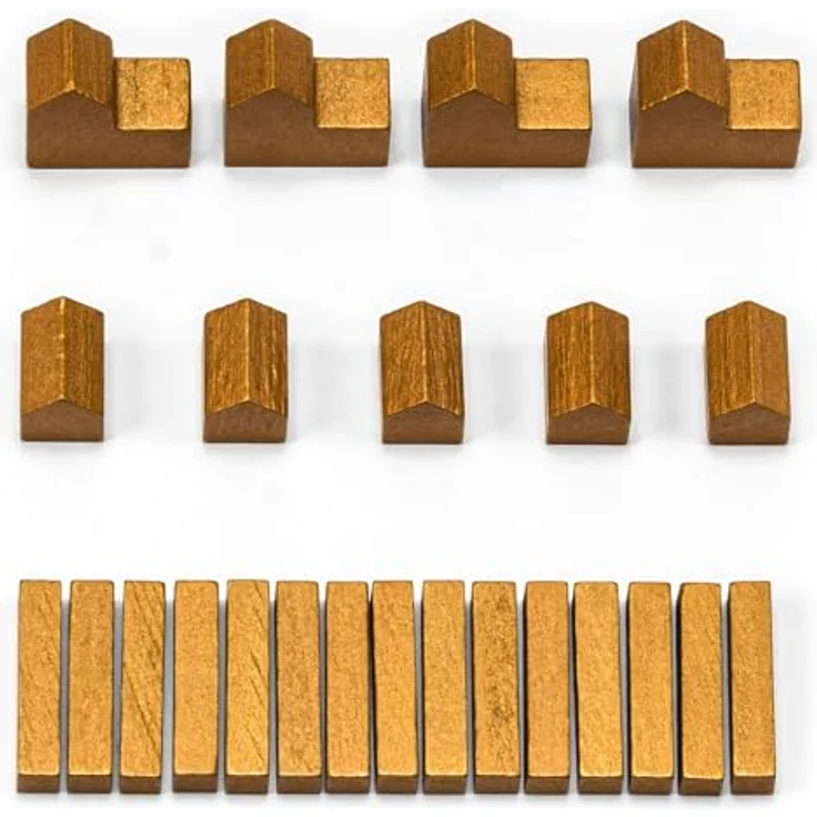 Waldfelsen® Hozfiguren: 4 Städte, 5 Siedlungen und 15 Straßen, bronze, für Die Siedler – Bild 1