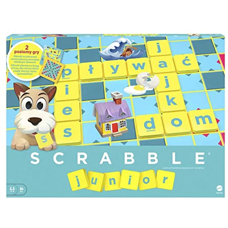 Mattel Games Scrabble Junior - Langlebigkeit, flexible Gestaltung, für Anfänger und Fortgeschrittene – Bild 1