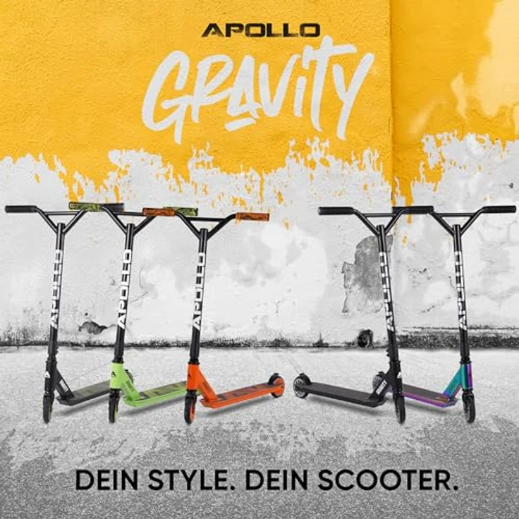Apollo Stuntscooter Gravity, Kinderroller Trick Roller für Beginner, Schwarz/Grün, rutschfestes Deck, Kugellager, Aluminiumrahmen – Bild 7