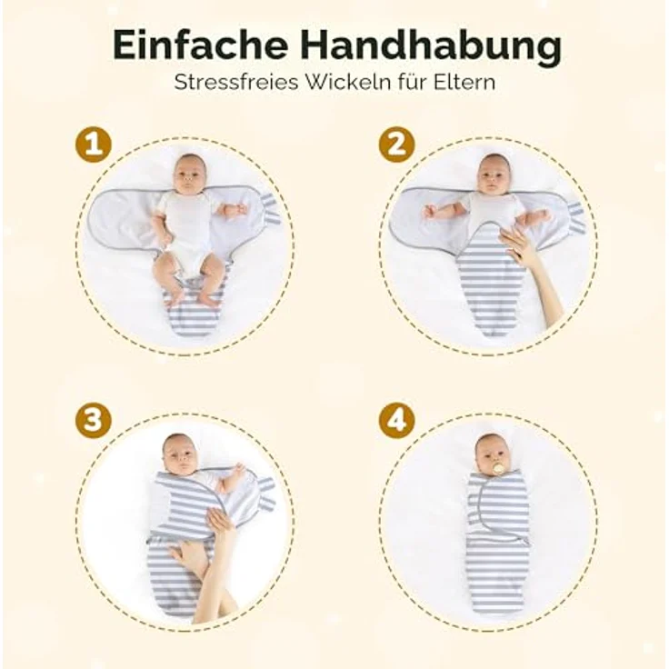Mama Cheetah Baby Swaddle Blanket mit Zipper, Hüftgesundheit, 100% Bio-Baumwolle, 3-6 Monate, 3er Pack für Jungen & Mädchen – Bild 4