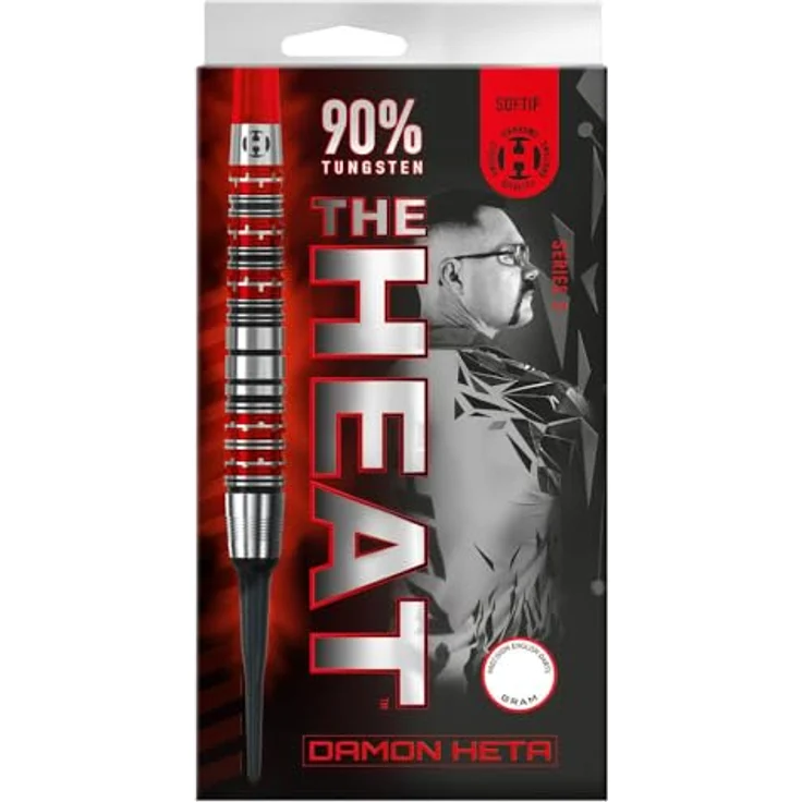 Harrows Damon Heta G3 Softtip, Dartpfeile aus 90 % Tungsten mit schwarzer und roter galvanischer Beschichtung, inklusive rote Alamo VS2-Schäfte und 100 Micron Silika beschichtete Flights – Bild 6