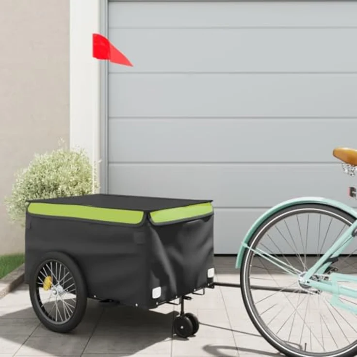 vidaXL Fahrradkinderanhänger, Eisen, maximale Belastbarkeit 30 kg, Schwarz und Grün – Bild 2
