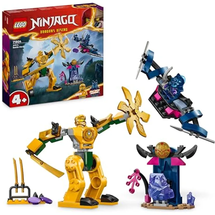 LEGO NINJAGO Arins Battle Mech, Ninja-Spielzeug für Kinder ab 4 Jahre mit Figuren inkl. Arin mit Mini-Katana, Actionfiguren & Mechs, kleines Geschenk für Jungs und Mädchen 71804