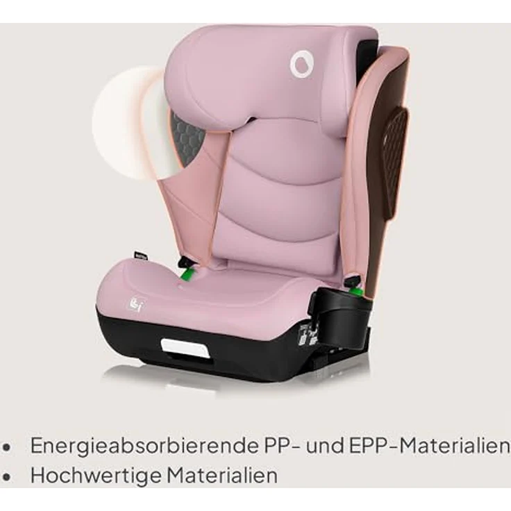 lionelo Autokindersitz NEAL I-SIZE, für Kinder von 100-150 cm, mit Isofix- und Gurtsystem, Getränkehalter, waschbarer Bezug, grau – Bild 4