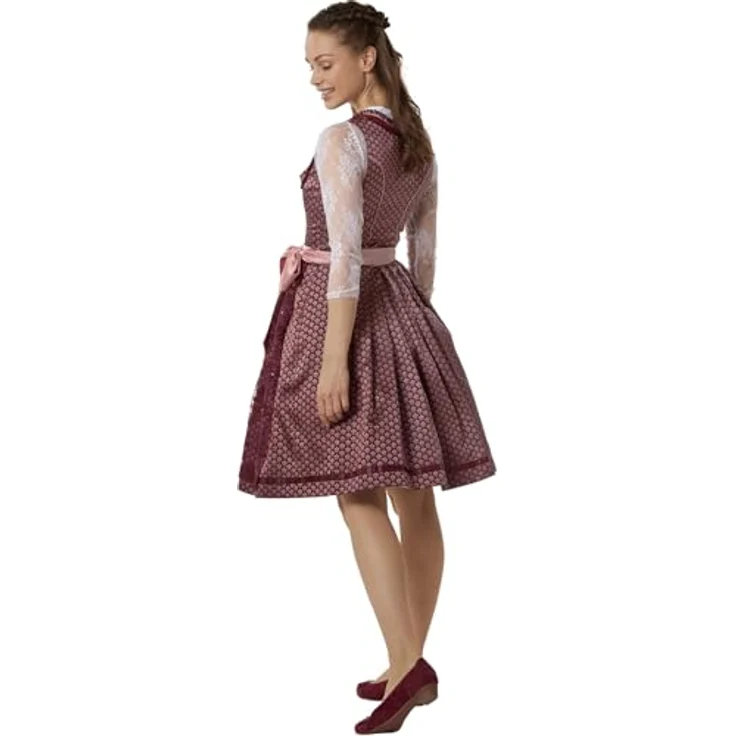 dressforfun Dirndl Liah Premium Midi-Dirndl, elegantes Trachtenkleid in Bordeauxrot, Gr. 40 für Oktoberfest und Volksfeste – Bild 2