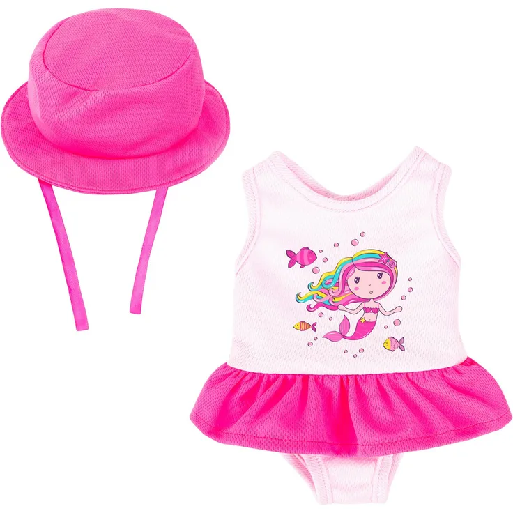 Bayer Puppenkleidung Badeanzug 38-42 cm (Set, 2-tlg), Meerjungfrauenmotiv, fröhlicher Farbmix