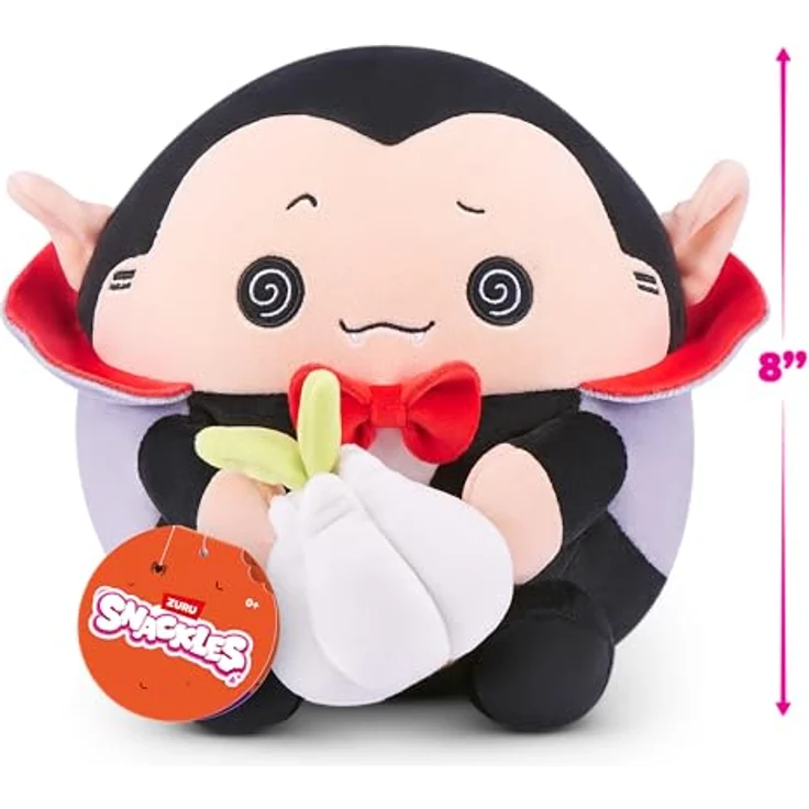 Snackles Halloween Serie 1, 20 cm Plüschspielzeug (Draco) von ZURU, Vampir mit Snack-Accessoire und Knoblauchknolle – Bild 4