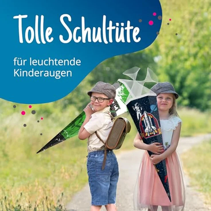 itenga Schultüte 85cm Weltraum Space Astronaut 6-eckig mit Tüllverschluss, stabil und formfest, Zuckertüte für Jungen zur Einschulung – Bild 4