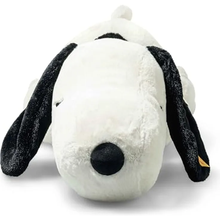 Steiff Snoopy liegend 43 cm, Kuscheltier aus kuschelweichem Plüsch, weiß/schwarz, maschinenwaschbar bis 30°C