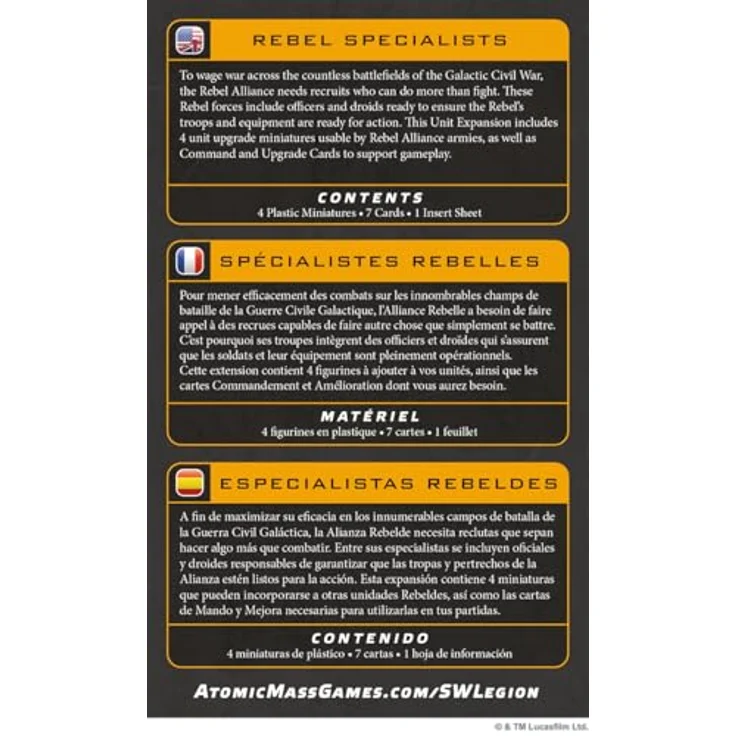 Chaosium Inc. Star Wars Legion Rebel Specialists, Miniaturen Spiel Erweiterung mit 4 strategischen Miniaturen und Kommando-Karten, EN Version – Bild 4