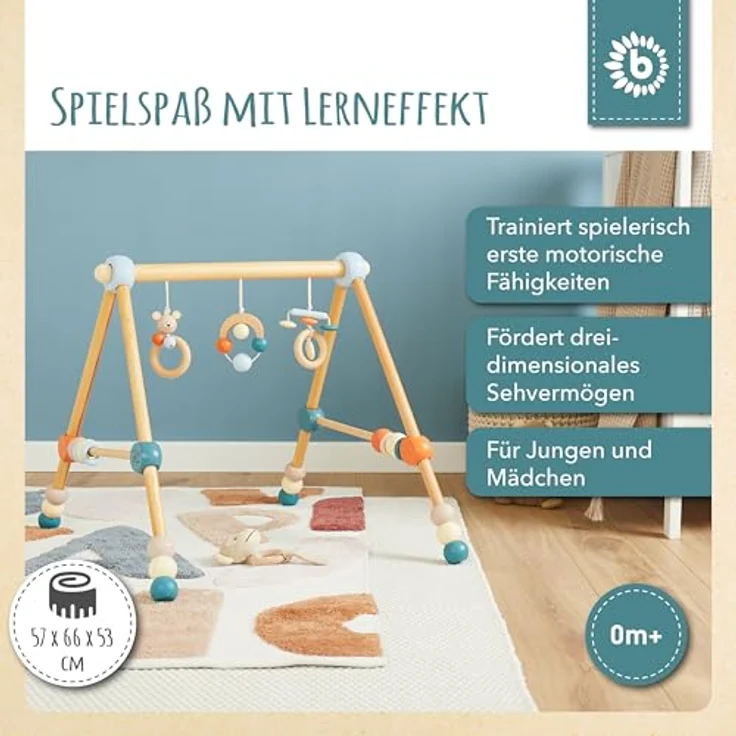 BIECO Baby Gym Bieco Spieltrapez höhenverstellbar Holzspielzeug Bär Design – Bild 3