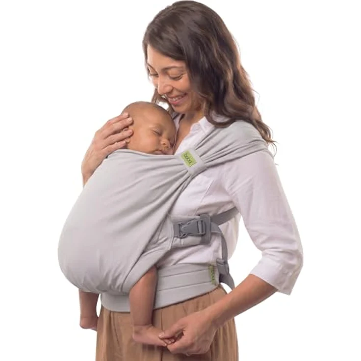 Boba Bliss Babytrage, 2-in-1 Baby Carrier & Baby Tragetuch für Neugeborene bis 16 kg, hüftfreundlich, weich & elastisch, grau – Bild 1