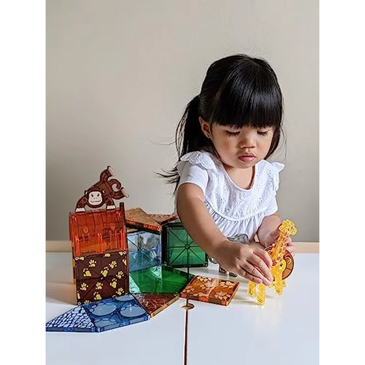 Magna-Tiles Safari Animals 25-teiliges Set - magnetischen 3D-Bausteinen in klaren Farben, fördert spielerisches Lernen – Bild 2