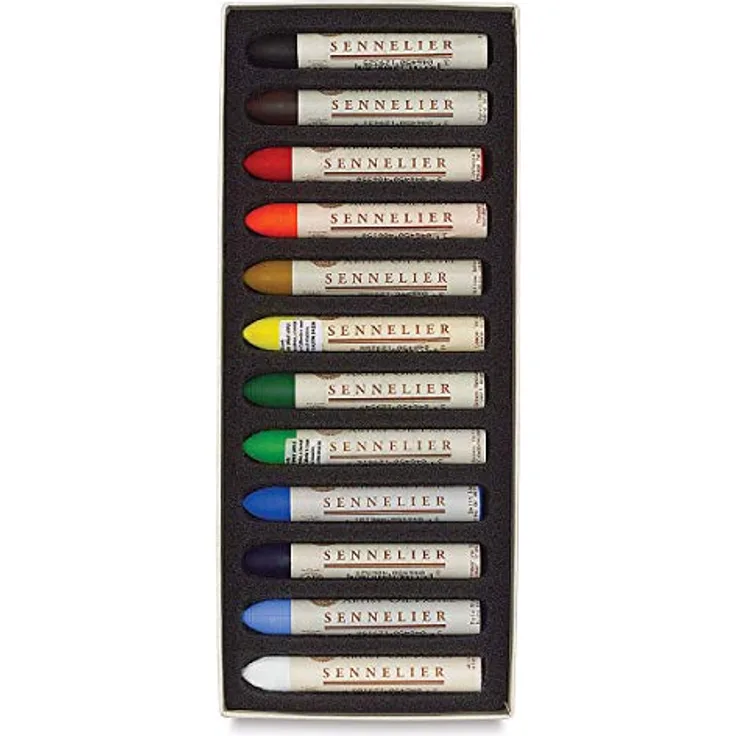 Sennelier Ölpastell-Set, 12 Stück, mehrfarbig, hochpigmentierte Ölkreiden für verschiedene Oberflächen