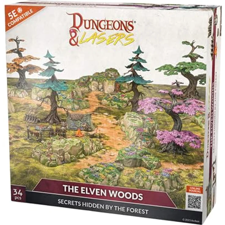 Archon Studio Dungeons & Lasers - The Elven Woods, Brettspiel mit detailliertem Wald-Setup und universeller Kompatibilität für RPG-Systeme – Bild 1