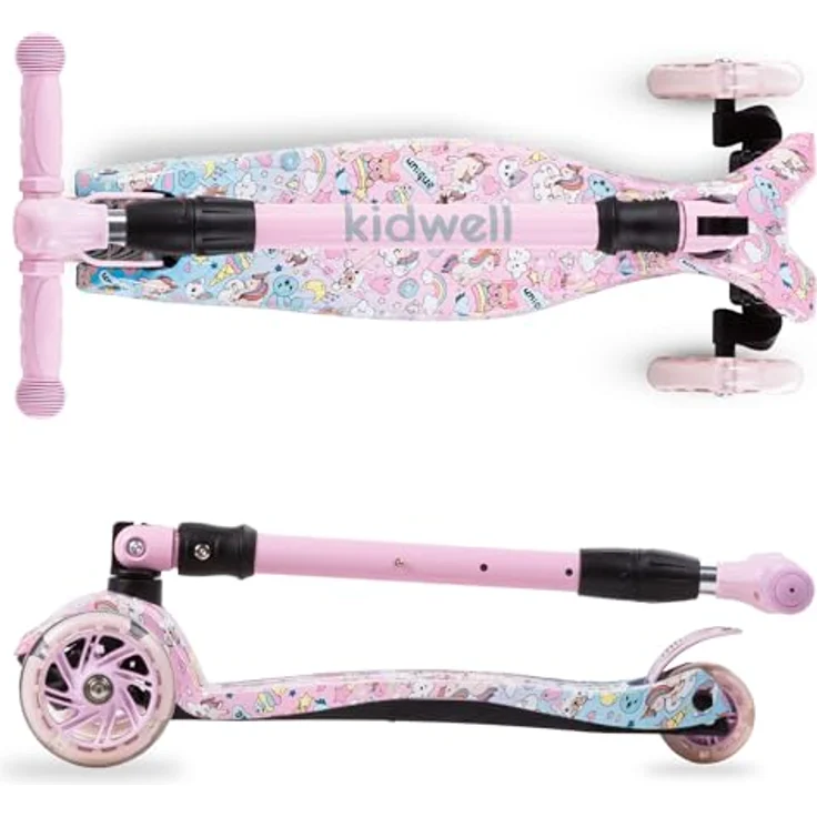 COIL Kinderroller VENTO, Dreiradscooter mit ABEC-7-Lager und LED-Rädern, 3-stufige Lenkradverstellung, Unique, blau – Bild 6