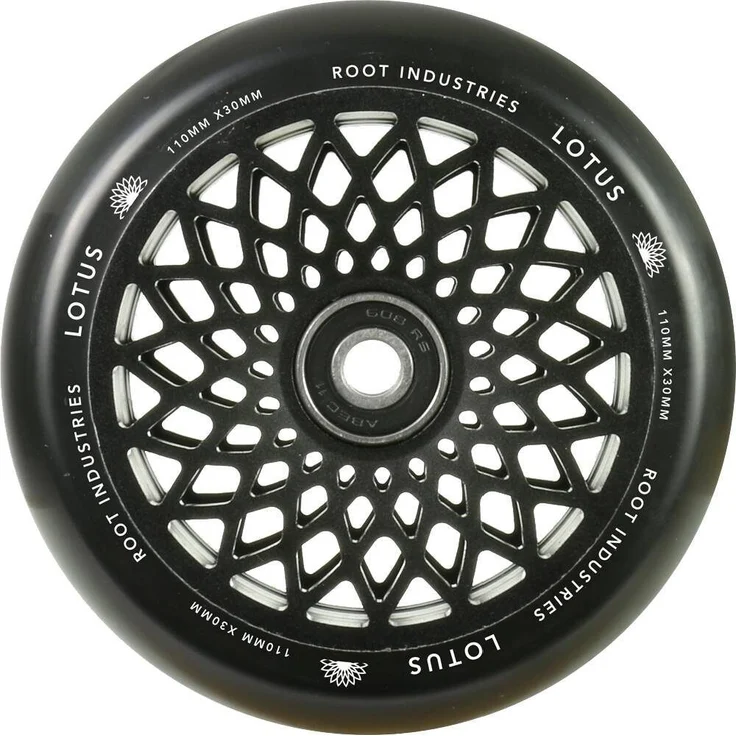 Root Industries Lotus Stunt-Scooter Rolle 110mm Schwarz/PU Schwarz - Leichtgewichtige Hollowcore Räder mit perforiertem Kern – Bild 1