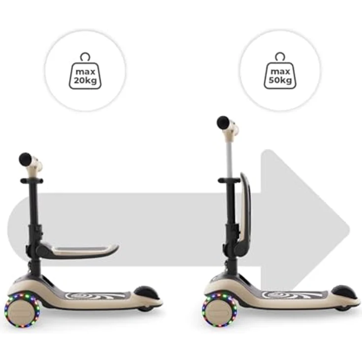 Kinderkraft HALLEY 2 – 2-in-1 Balance-Kinderroller mit Sitz, höhenverstellbar (25–33 cm), LED-Räder, klappbar, 4 Lenkerhöhen, Weiß – Bild 5