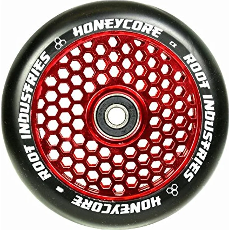 Root Industries Honeycore Stunt-Scooter Rolle 110mm Rot/PU Schwarz, Leichtgewichtiges Design, Abec 11 Kugellager – Bild 3