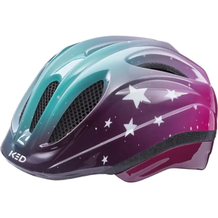 KED Kids Youth Meggy III Trend Fahrradhelm, Stars Pink Aqua Glossy, Made in Germany, MAX Shell-Technologie, Insektenschutznetz, M (52-58cm) - Preisvergleich
