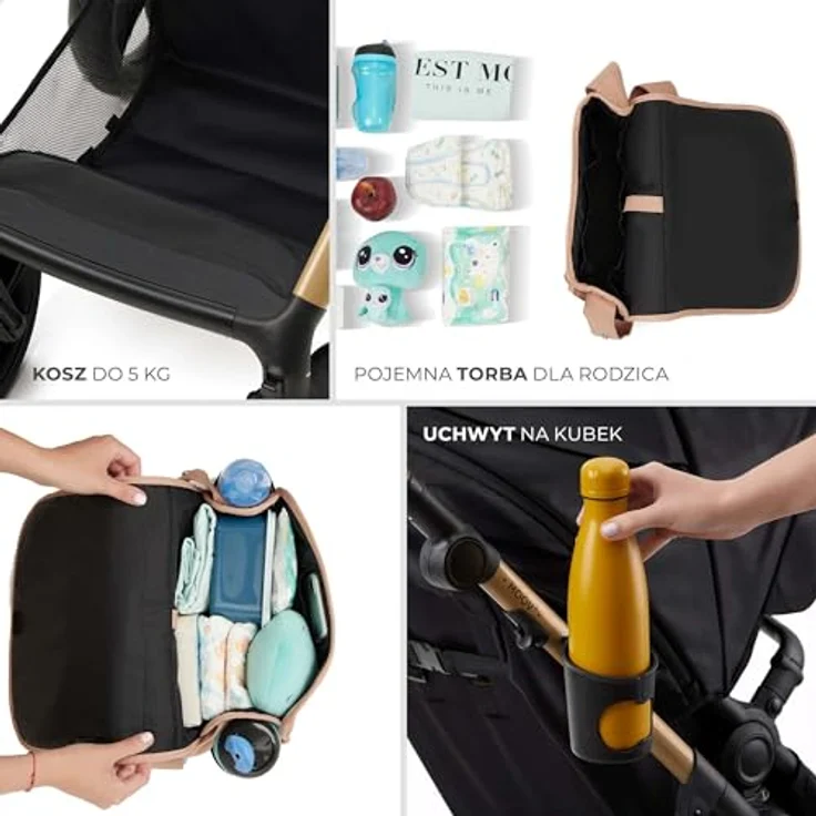 Kinderkraft MOOV 2, 4-in-1 Kombi-Kinderwagen-Set mit wendbarem Sitz & Wanne, Babyschale MINK PRO i-Size, Isofix-Base, Wickeltasche & Zubehör - Sand Beige, inklusive Gratis Mobilitätsgarantie – Bild 17