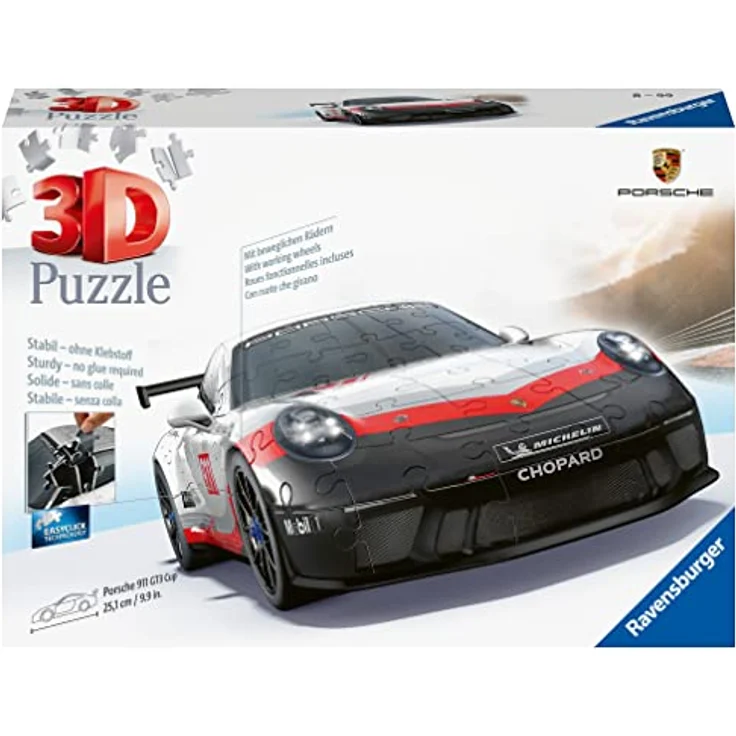 Ravensburger 3D Puzzle Porsche 911 GT3 Cup 11557 - Das berühmte Fahrzeug und Sportwagen als 3D Puzzle Auto – Bild 1