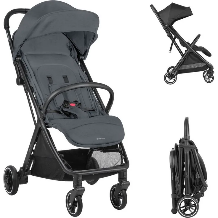 Kikkaboo Kinder-Buggy Kinderwagen Buggy Lauren, verstellbar faltbar Aluminiumrahmen bis 22 kg, grau