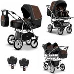 Elcar Zwillingskinderwagen 5 in 1 City Twin inkl. Autositze - 16 Teile - in 19 Farben - Preisvergleich