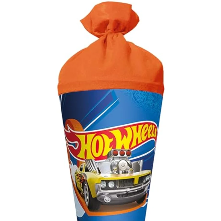 ROTH Schultüte groß Hot Wheels, 70 cm rund mit Filzverschluss und ROT(H)-Spitze, Zuckertüte für Schulanfang – Bild 2