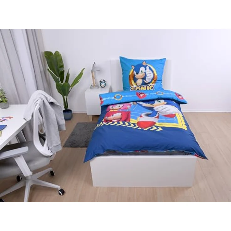 Herding Bettwäsche Sonic, 100% Baumwolle/Renforcé, Kopfkissenbezug 80 x 80 cm + Bettbezug 135 x 200 cm, mit Reißverschluss und Wendemotiv, Multicolor – Bild 4