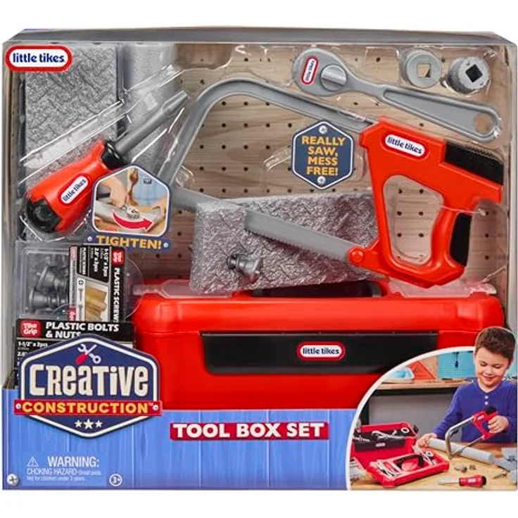 Little Tikes® Creative Construction Werkzeugkasten-Set, 7-teiliges Kinder-Werkzeug-Set mit realistischen Werkzeugen und Bauanleitung – Bild 5