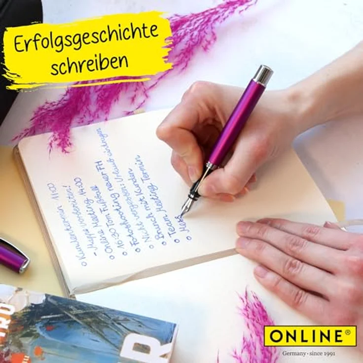 Online Pen Füller Vision Füllhalter, gebürstetes Aluminium, hochwertige Iridium-Feder, in Geschenkbox – Bild 4