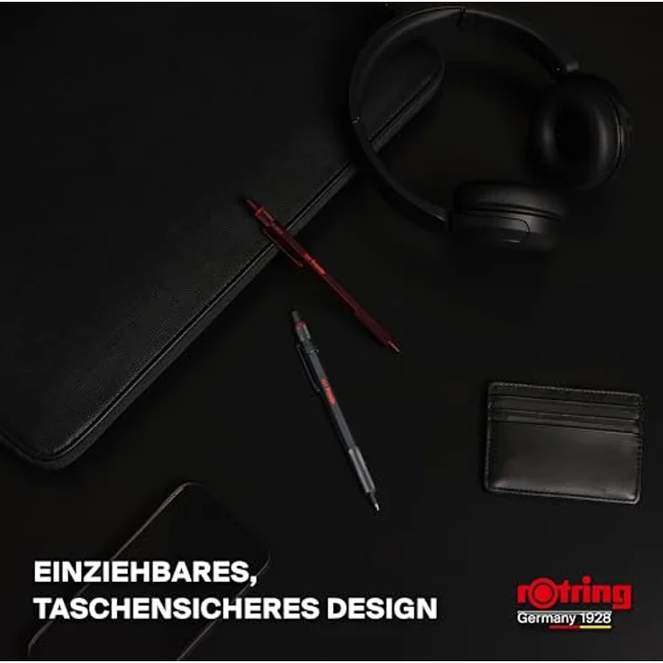 Rotring 600 Kugelschreiber, Metallgehäuse, nachfüllbar, tiefschwarze Tinte, grau – Bild 7