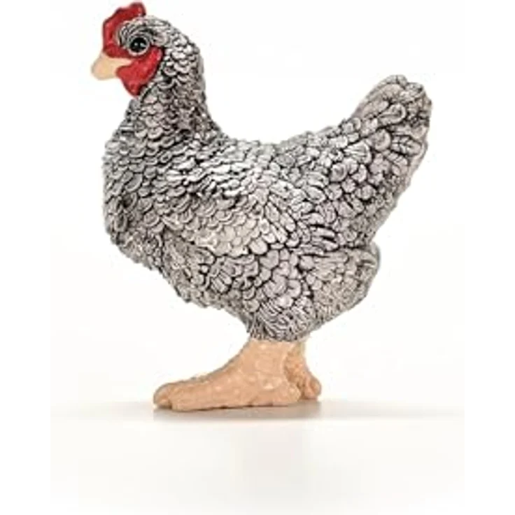 Schleich Plymouth Rock Huhn, detailgetreue Figur aus der Farm World, schwarz-weiß gestreift, 3,5 x 2,1 x 4,1 cm – Bild 4