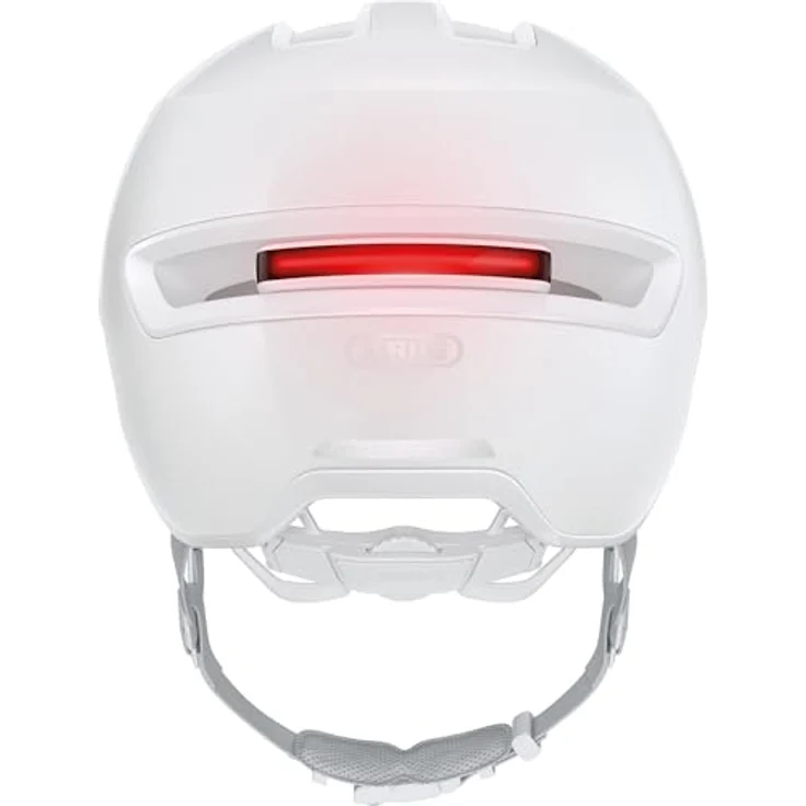 ABUS Urban Helm HUD-Y - mit magnetischem, aufladbarem LED-Rücklicht & Magnetverschluss - Cooler Fahrradhelm für den Alltag - für Damen und Herren - Weiß (puristic), Größe L – Bild 5