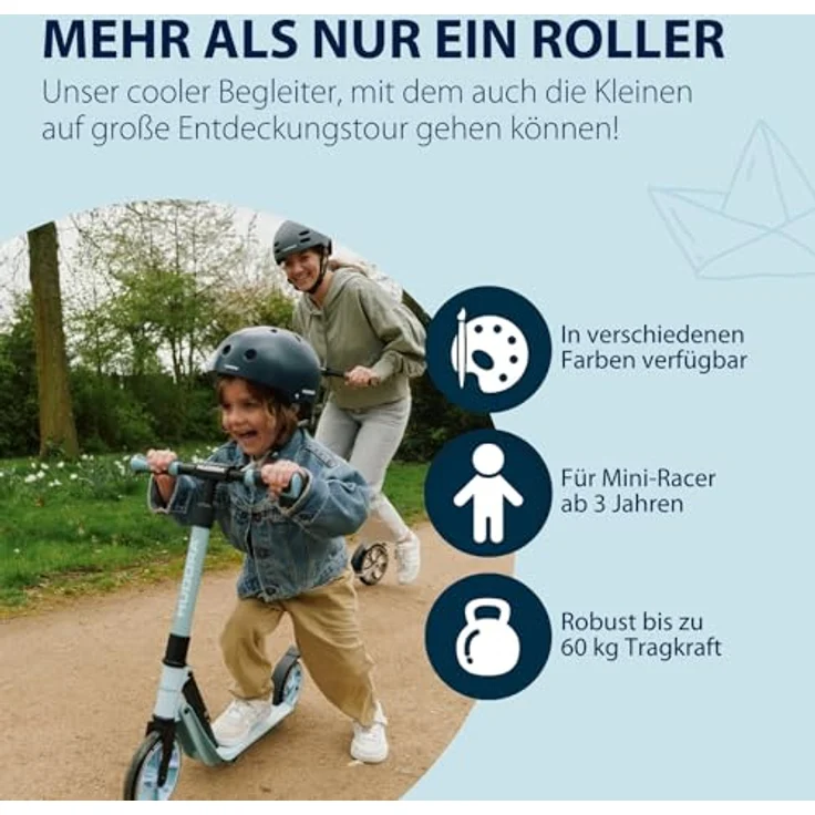HUDORA BigWheel® 180 Advanced Junior, Höhenjustierbarer Kinder Roller in sky blue mit Reflektoren, für Kinder ab 3 Jahre, bis 60 kg – Bild 6