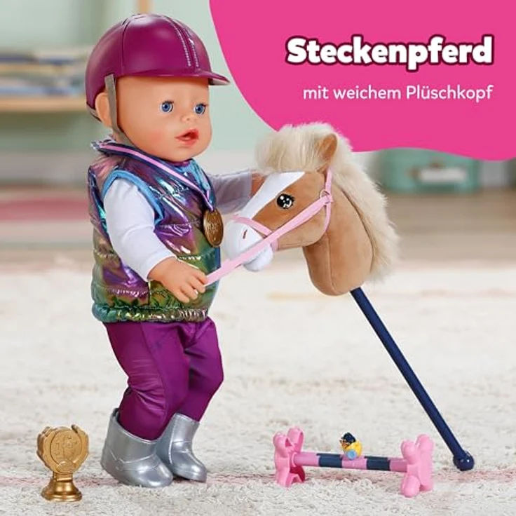 BABY Born Hobby Horsing Set, Puppenset mit Steckenpferd und Zubehör, für Puppen 36 cm & 43 cm, inkl. Reithindernis und Medaillen – Bild 3