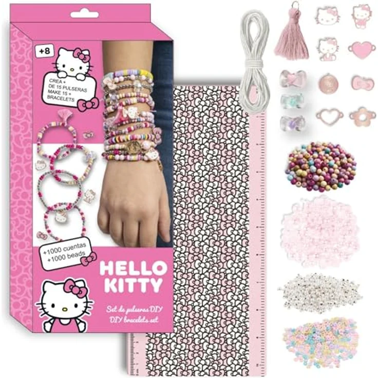 Hello Kitty Kreativset DIY Schmuck-Bastelset für Kinder, Armbänder und Perlen, ideal für kreative Bastelstunden – Bild 2