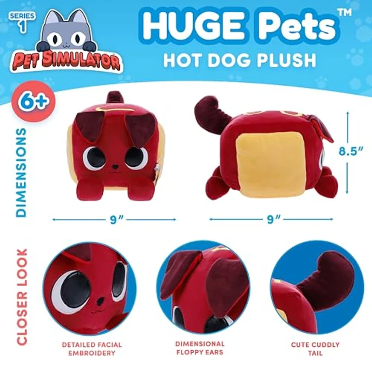 Pet Simulator Große Tiere Hotdog, 25 cm Plüschtier für Roblox-Fans, geeignet ab 3 Jahren – Bild 5