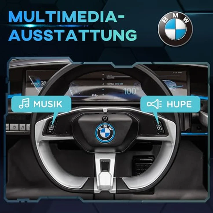 HOMCOM Elektro-Kinderauto Kinder Elektroauto, Elektrisches Kinderfahrzeug mit Scheinwerfer, 30 kg Belastbarkeit, Fernbedienung, Schwarz – Bild 6