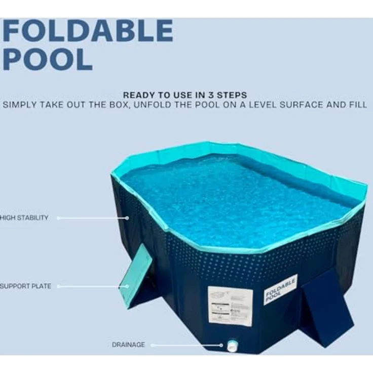 Starlyf Foldable Pool, faltbares Planschbecken in blau, 348/600/1000 Liter, langlebig und robust ohne Aufblasen – Bild 4