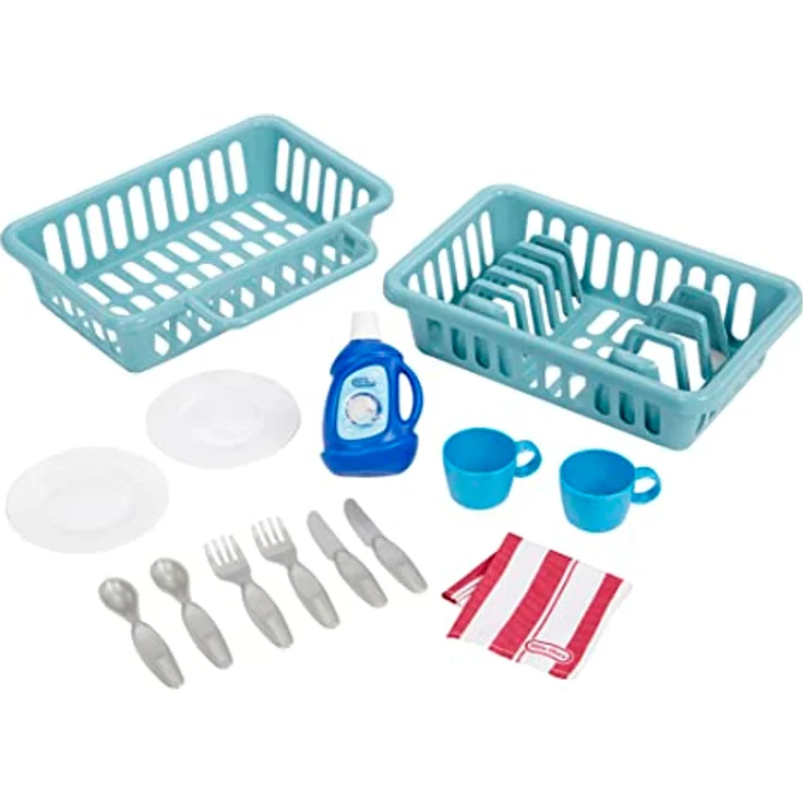 Little Tikes First Dishwasher - Realistisches Spielgerät für Kinder mit 14 Küchenaccessoires, interaktiv, grau – Bild 3