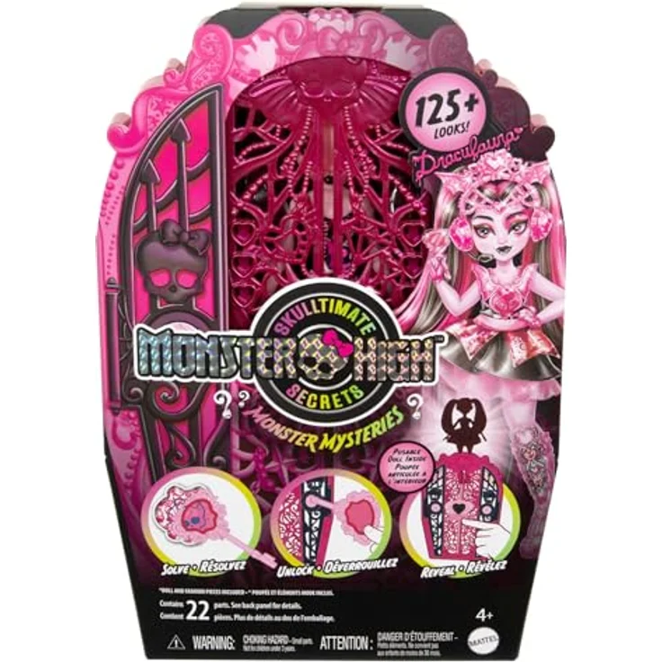 Mattel® Anziehpuppe Monster High Skulltimate Secrets Mysteries Draculaura Doll, Geheime Schranksets mit über 19 Überraschungen – Bild 6