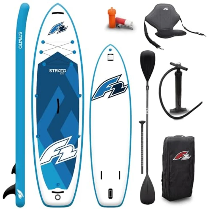 F2 2024 Strato SUP 10,5 Blue, Stand Up Paddle Board mit Kajaksitz und -paddel – Bild 1